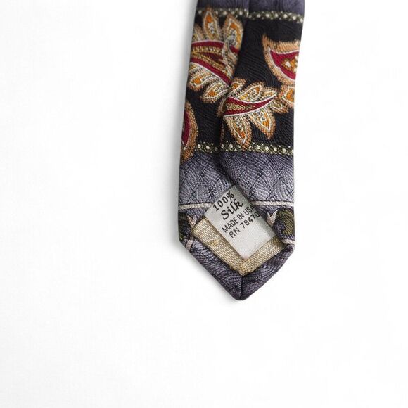 Foxx & Hawkfield Vintage Paisley Design Made in USA Silk Tie - Picture 5 of 5